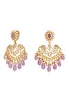 Shop_Kicky & Perky_Gold Plated Stone Floral Pattern Embellished Chandbali Dangler 
