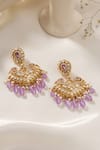 Shop_Kicky & Perky_Gold Plated Stone Floral Pattern Embellished Chandbali Dangler _at_Aza_Fashions