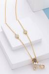 Shop_Kicky & Perky_Gold Plated Stone And Pearl Alphabet A Pendant Necklace _at_Aza_Fashions