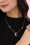 Buy_Kicky & Perky_Gold Plated Stone And Pearl Alphabet C Pendant Necklace_at_Aza_Fashions