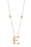 Kicky & Perky_Gold Plated Stone And Pearl Alphabet E Pendant Necklace _Online_at_Aza_Fashions