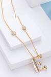 Shop_Kicky & Perky_Gold Plated Stone And Pearl Alphabet E Pendant Necklace _at_Aza_Fashions