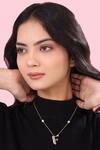 Shop_Kicky & Perky_Gold Plated Pearls, Stones And Alphabet F Pendant Necklace 