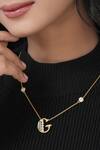 Buy_Kicky & Perky_Gold Plated Pearls, Stones And Alphabet G Pendant Necklace _at_Aza_Fashions