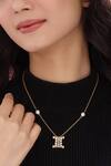 Buy_Kicky & Perky_Gold Plated Pearls, Stones And Alphabet I Pendant Necklace _at_Aza_Fashions