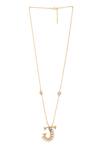 Buy_Kicky & Perky_Gold Plated Pearls, Stones And Alphabet J Pendant Necklace _Online_at_Aza_Fashions