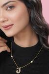 Shop_Kicky & Perky_Gold Plated Pearls, Stones And Alphabet J Pendant Necklace 