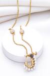 Shop_Kicky & Perky_Gold Plated Pearls, Stones And Alphabet J Pendant Necklace _at_Aza_Fashions