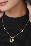 Buy_Kicky & Perky_Gold Plated Pearls, Stones And Alphabet J Pendant Necklace _at_Aza_Fashions