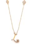 Kicky & Perky_Gold Plated Pearls, Stones And Alphabet L Pendant Necklace _at_Aza_Fashions
