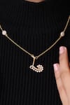 Buy_Kicky & Perky_Gold Plated Pearls, Stones And Alphabet L Pendant Necklace _at_Aza_Fashions