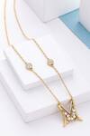 Shop_Kicky & Perky_Gold Plated Stone Pearl Alphabet M Pendant Necklace _at_Aza_Fashions