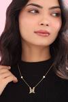 Buy_Kicky & Perky_Gold Plated Stone Pearl Alphabet M Pendant Necklace 