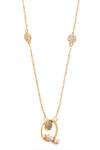 Kicky & Perky_Gold Plated Pearl And Stone Alphabet Q Pendant Necklace _at_Aza_Fashions
