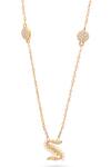 Kicky & Perky_Gold Plated Pearls, Stones S Shaped Pendant Necklace_at_Aza_Fashions