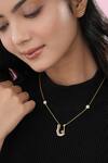 Buy_Kicky & Perky_Gold Plated U Shaped Pendant Necklace _at_Aza_Fashions