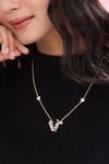 Buy_Kicky & Perky_Gold Plated V Shaped Pendant Necklace _at_Aza_Fashions