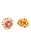 Kicky & Perky_Gold Plated Stones Floral Stud Earrings _Online_at_Aza_Fashions