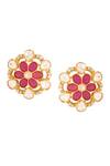 Buy_Kicky & Perky_Gold Plated Stones Floral Stud Earrings _Online_at_Aza_Fashions