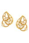 Buy_Kicky & Perky_Gold Plated Stones Abstract Pattern Stud Earrings _Online_at_Aza_Fashions