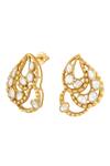 Shop_Kicky & Perky_Gold Plated Stones Abstract Pattern Stud Earrings _Online_at_Aza_Fashions