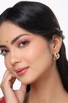 Buy_Kicky & Perky_Gold Plated Stones Abstract Pattern Stud Earrings _at_Aza_Fashions