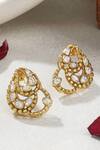 Shop_Kicky & Perky_Gold Plated Stones Abstract Pattern Stud Earrings _at_Aza_Fashions