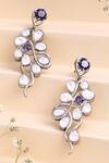 Shop_Kicky & Perky_Silver Plated Stones Abstract Pattern Dangler Earrings_at_Aza_Fashions
