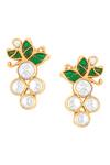 Shop_Kicky & Perky_Gold Plated Stones Floral Embellished Stud Earrings_Online_at_Aza_Fashions