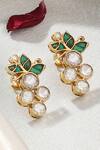 Shop_Kicky & Perky_Gold Plated Stones Floral Embellished Stud Earrings_at_Aza_Fashions