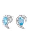 Kicky & Perky_Silver Plated Stones Abstract Motif Stud Earrings _at_Aza_Fashions