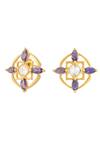 Buy_Kicky & Perky_Gold Plated Stones Geometric Floral Motif Stud Earrings 