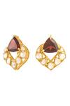 Buy_Kicky & Perky_Gold Plated Stones Ethnic Motif Embellished Studs _Online_at_Aza_Fashions