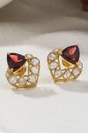 Shop_Kicky & Perky_Gold Plated Stones Ethnic Motif Embellished Studs _at_Aza_Fashions