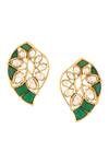 Kicky & Perky_Gold Plated Stones Embellished Stud Earrings _at_Aza_Fashions