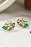 Shop_Kicky & Perky_Gold Plated Stones Embellished Stud Earrings _at_Aza_Fashions
