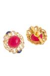 Kicky & Perky_Gold Plated Stones Geometric Cutwork Stud Earrings _at_Aza_Fashions