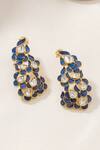 Shop_Kicky & Perky_Gold Plated Stones Embellished Floral Cutwork Earrings _at_Aza_Fashions