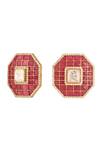 Shop_Kicky & Perky_Gold Plated Stone Hexagon Shaped Stud Earrings _Online_at_Aza_Fashions