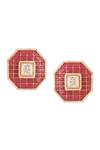 Kicky & Perky_Gold Plated Stone Hexagon Shaped Stud Earrings _at_Aza_Fashions