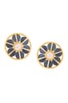 Buy_Kicky & Perky_Gold Plated Stones Flower Cutwork Stud Earrings _Online_at_Aza_Fashions