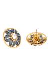 Shop_Kicky & Perky_Gold Plated Stones Flower Cutwork Stud Earrings _Online_at_Aza_Fashions