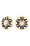 Kicky & Perky_Gold Plated Stones Flower Cutwork Stud Earrings _at_Aza_Fashions