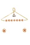 Buy_Kicky & Perky_Gold Plated Stones Geometric Cutwork Choker Set _Online_at_Aza_Fashions