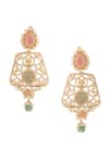 Kicky & Perky_Gold Plated Stones Geometric Cutwork Pendant Necklace Set _at_Aza_Fashions