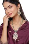 Buy_Kicky & Perky_Gold Plated Stones Geometric Cutwork Pendant Necklace Set _at_Aza_Fashions