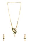 Shop_Kicky & Perky_Gold Plated Stones, Beads Floral Pendant Necklace And Earring Set _Online_at_Aza_Fashions