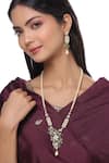 Buy_Kicky & Perky_Gold Plated Stones, Beads Floral Pendant Necklace And Earring Set _at_Aza_Fashions