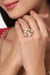 Buy_Kicky & Perky_Gold Plated Stones Embellished Cutwork Ring _at_Aza_Fashions