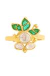 Kicky & Perky_Gold Plated Stones Floral Shaped Ring _at_Aza_Fashions